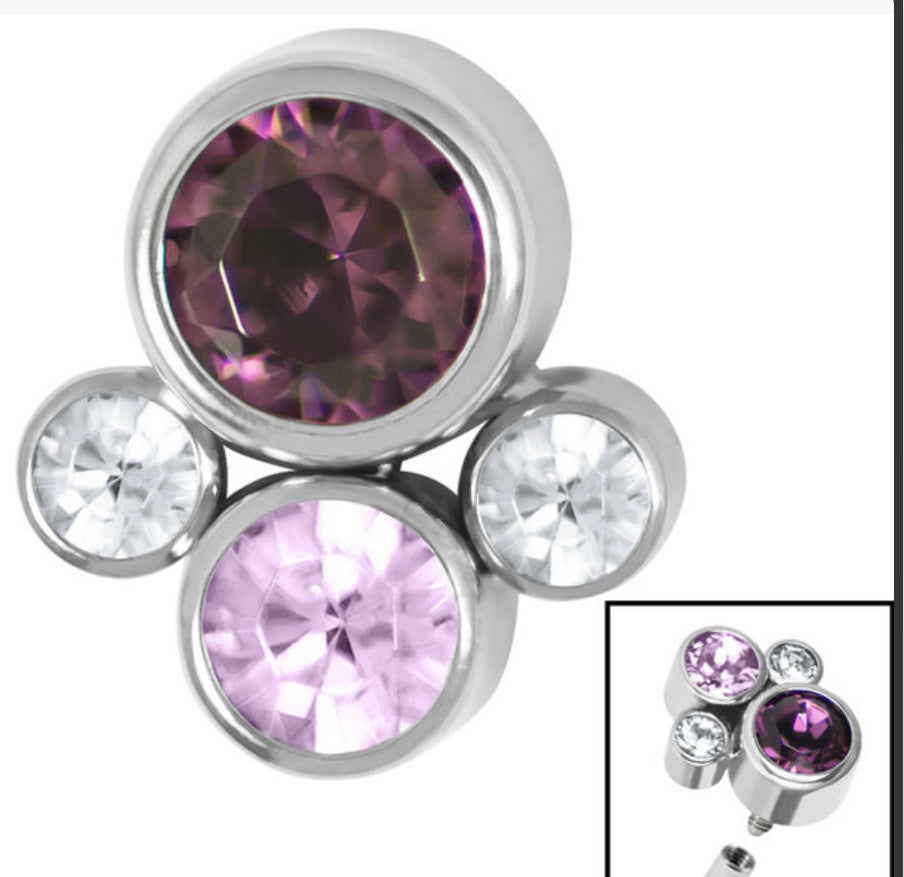 Titanium (Infinity) Bezel Set Jewelled Cluster (colour variants)