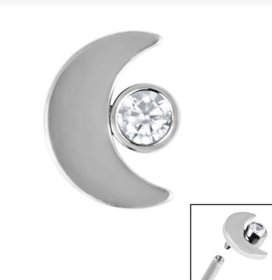Titanium Crescent Moon and Jewel for Internal Thread End 1.2mm