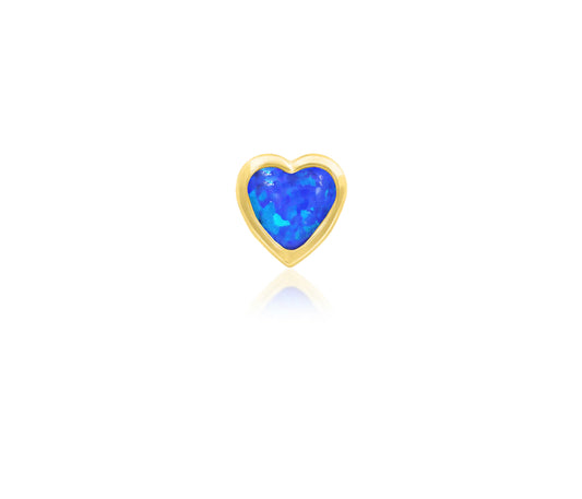 Junipurr Jewellery Blue Opal Bezel Heart 14kt Gold Threadless End