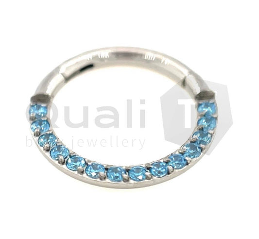 The 'Empyrean' Blue Topaz Hinged Titanium Ring