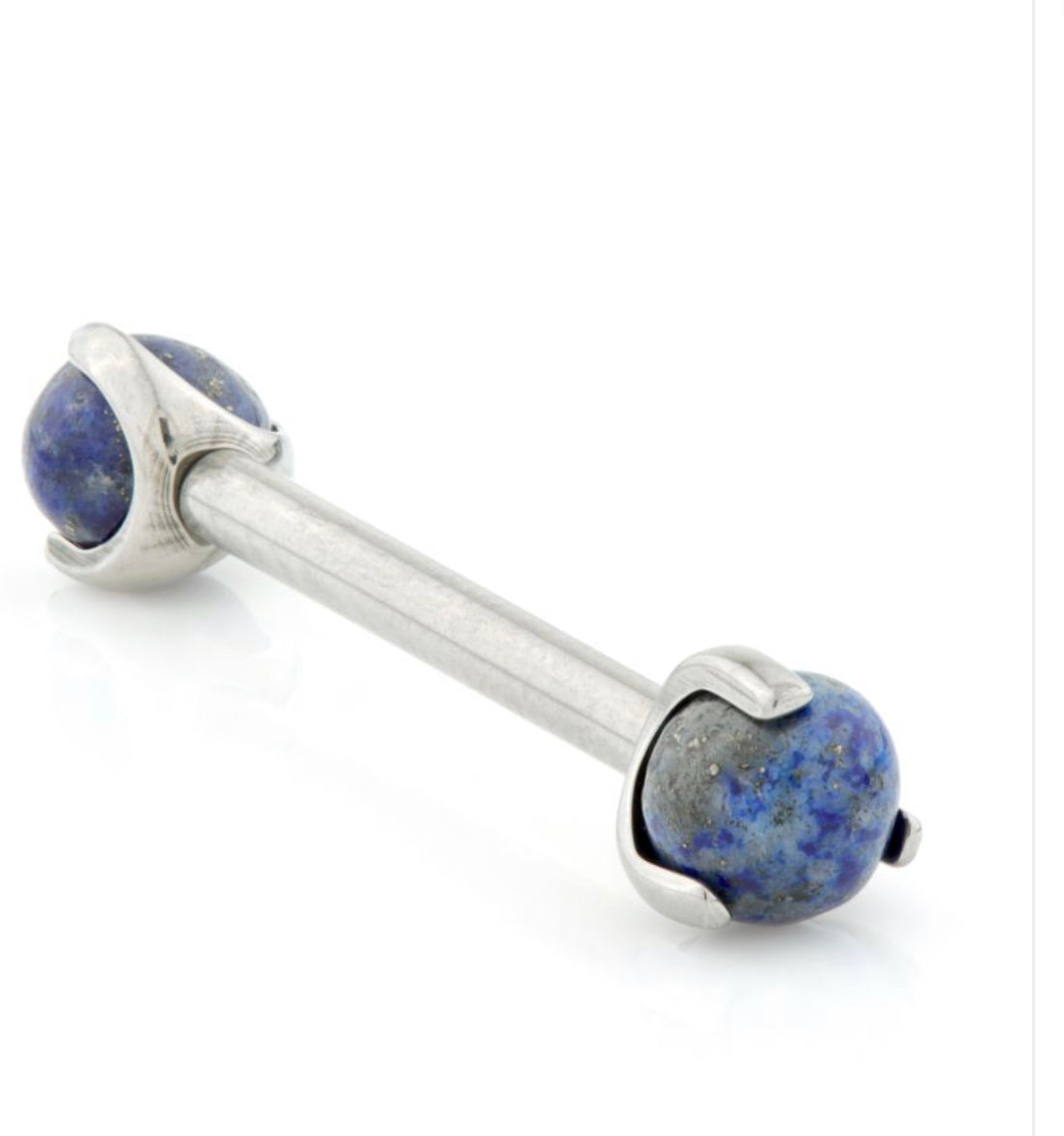 Titanium Internal Barbell Double Lapis Stone Ball Attachment