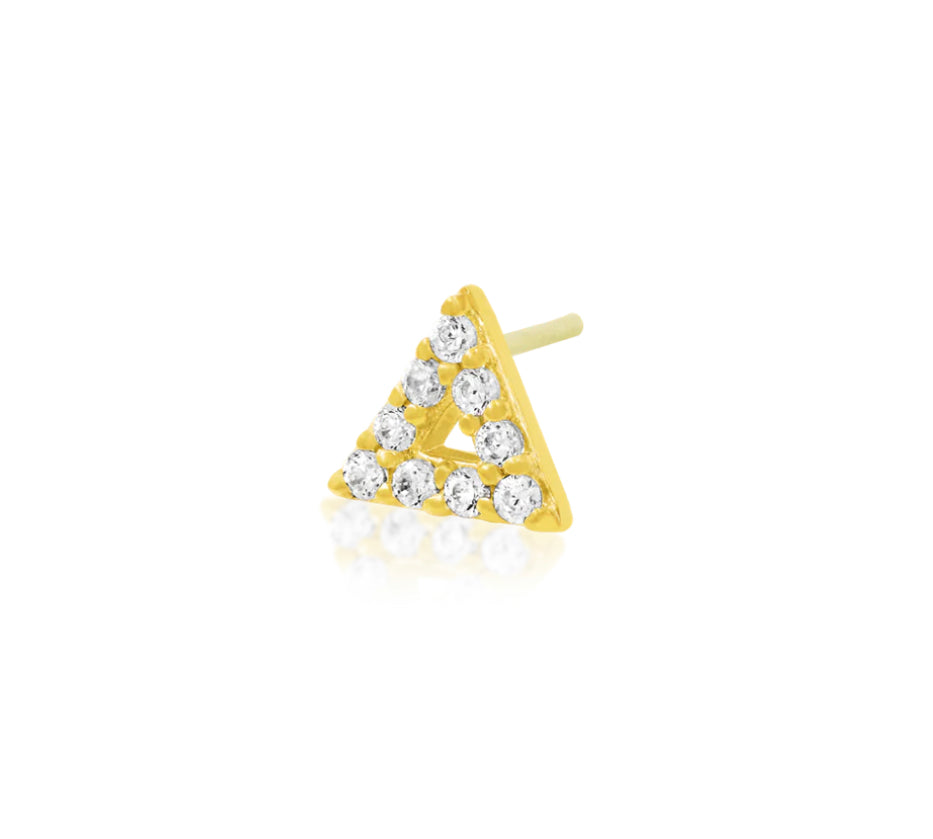 Junipurr Jewellery Gold Triangle cz Stones 14kt Gold Threadless End