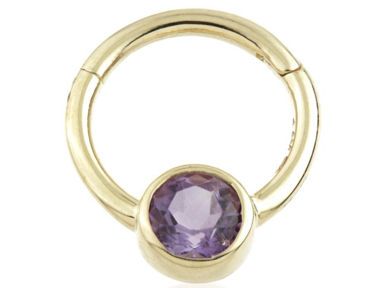 Tish Lyon Gold Amethyst Segment Hinge Ring