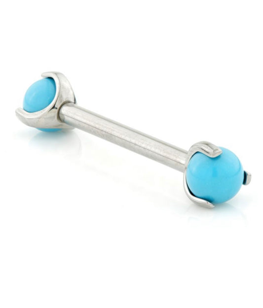 Titanium Internal Barbell Double Turquoise Stone Ball Attachment