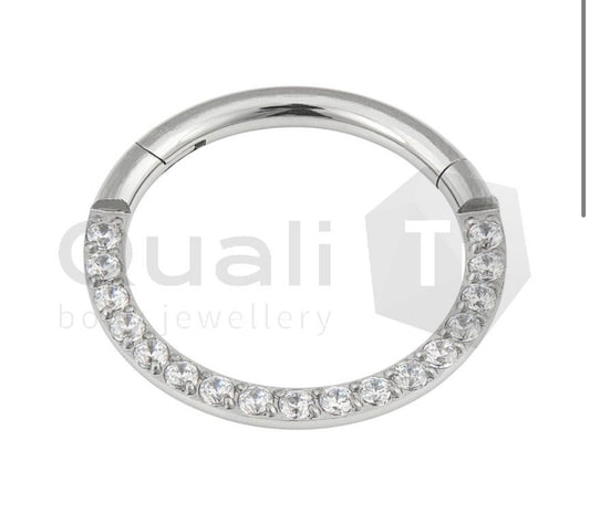 The 'Grace' Pavé Set Cubic Zirconia Hinged Titanium Ring