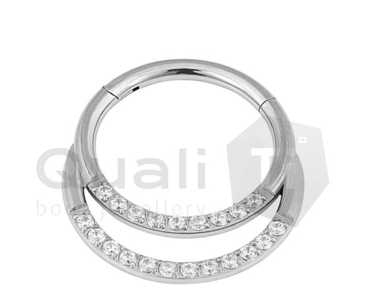 The 'Cassini' Double Pavé Set Cubic Zirconia Hinged Ring