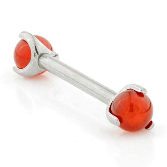 Titanium Internal Barbell Double Red Agate Stone Ball Attachment