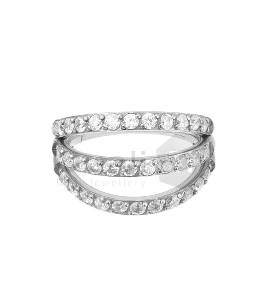 The Triple Orbit Cubic Zirconia Hinged Ring