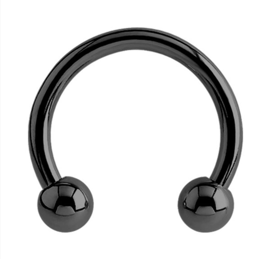 Black Titanium Circular Barbell Horseshoe