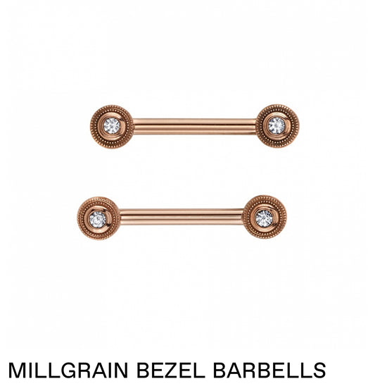 BVLA Custom Order Millgrain Bezel Nipple Bar