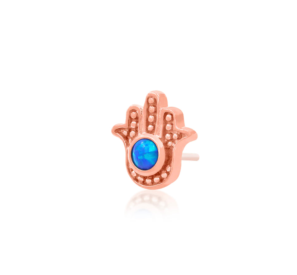 Junipurr Jewellery Blue Hamsa 14kt Threadless End