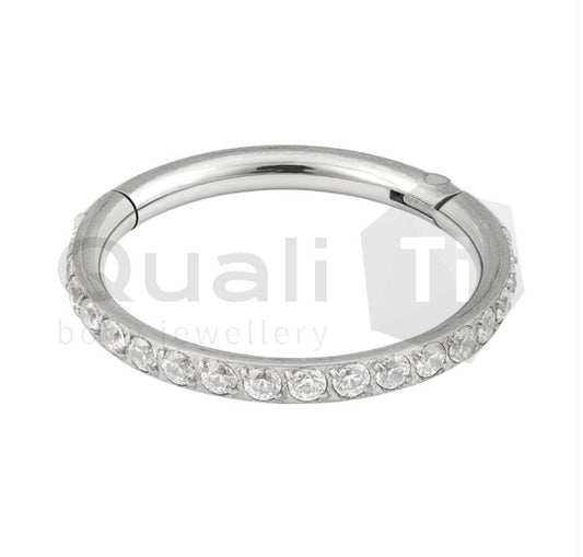 The 'Eternity' Pavé Set Cubic Zirconia Hinged Titanium Ring