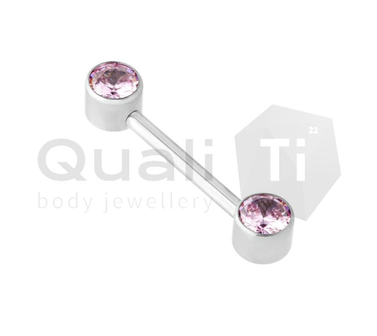 Rose Cubic Zirconia Push Fit Forward Facing Titanium Barbell