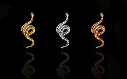 Junipurr Jewellery Textured Snake – 14k Gold Threadless End for Helix, Flat & Lobe Piercings