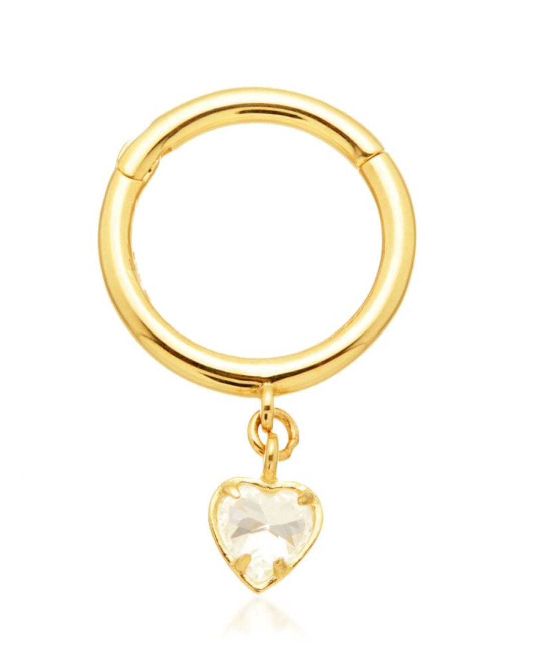 Tish Lyon Gold Heart Charm Chain Hinge Ring