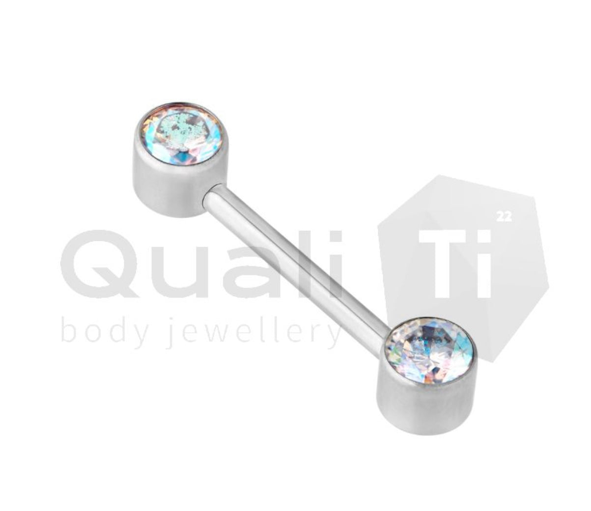 Aurora Cubic Zirconia Push Titanium Fit Forward Facing Titanium Barbell