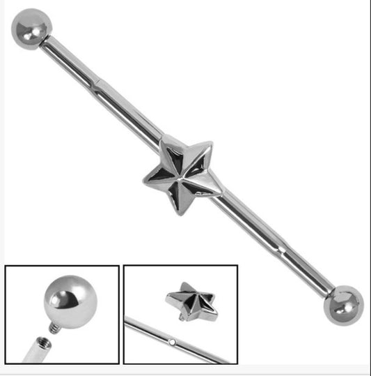 Nautical Star Titanium Internally Threaded Industrial Scaffold Barbells