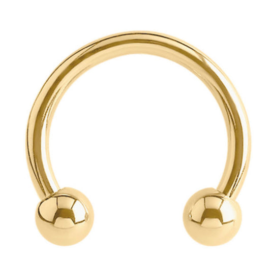 Zircon Titanium Circular Barbells (CBB) (Horseshoes) (Gold colour PVD)