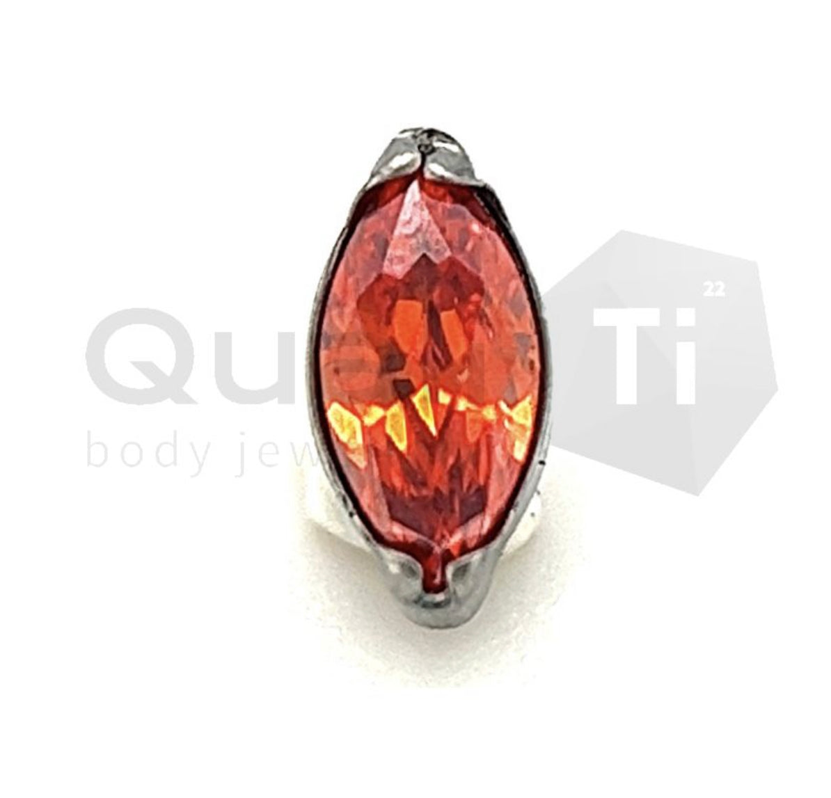 Bezel Ruby 'Navette' Marquis Internally Threaded Titanium Attachment (colour variants)