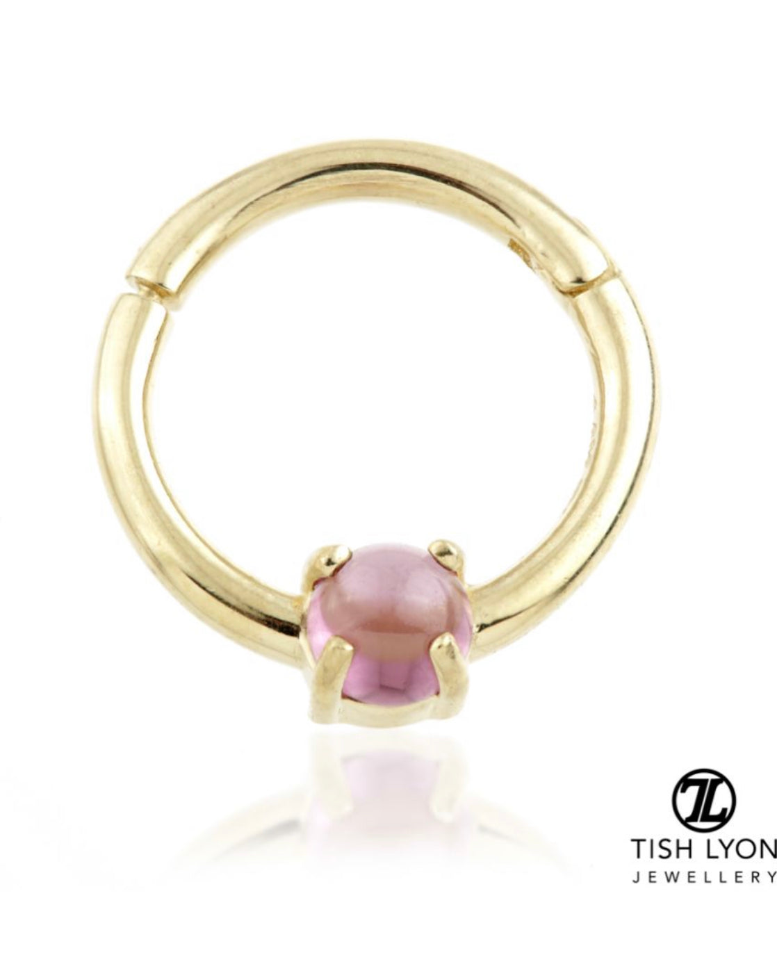 Tish Lyon 14kt Gold Rhodolite Prong Hinge Ring – The Rookery Body Piercing