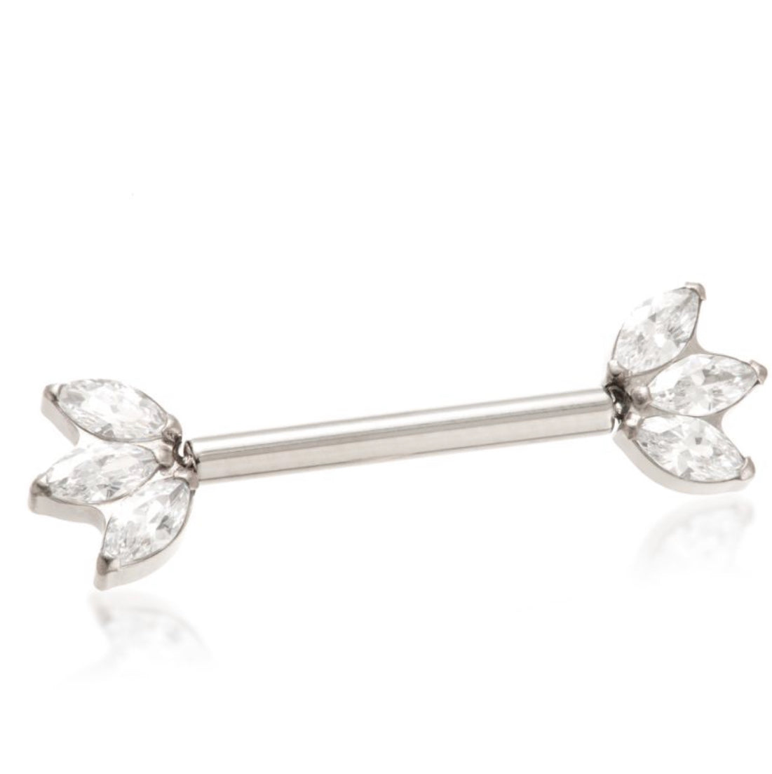 Titanium Threadless Jewelled Marquise Barbell