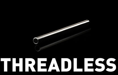 Junipurr titanium threadless barbell shown from the front, designed as a functional base for compatible threadless ends.