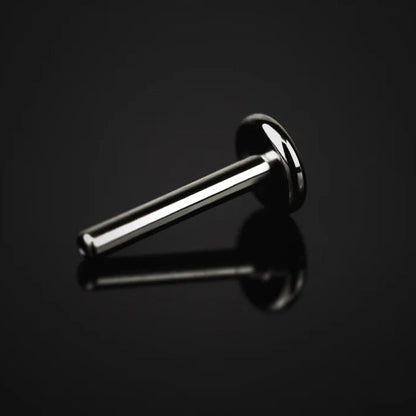 Junipurr implant-grade titanium threadless labret post with a polished flat backing