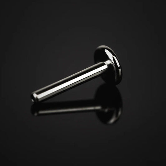 Junipurr implant-grade titanium threadless labret post with a polished flat backing