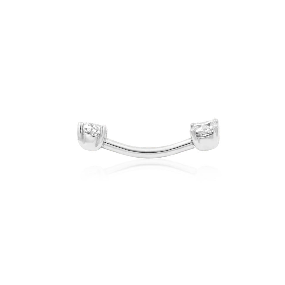 Internally threaded white gold rook jewellery with symmetrical CZ sparkle