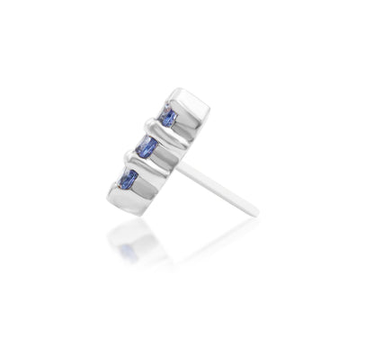 Junipurr Adea solid 14k rose gold Light Tanzanite CZ threadless end, front view.