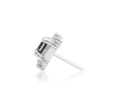 Junipurr Adelaide white gold iolite threadless end, rear angled view showing its pin.