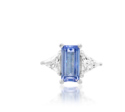Junipurr Ahadi Tanzanite CZ decorative end in solid 14k gold, product view.