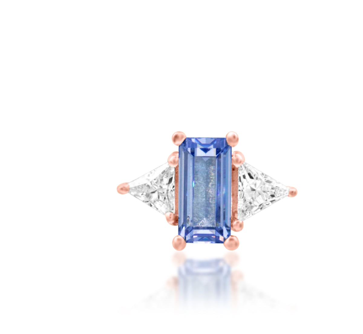 Junipurr Ahadi solid 14k gold Tanzanite CZ threadless jewellery, product view.