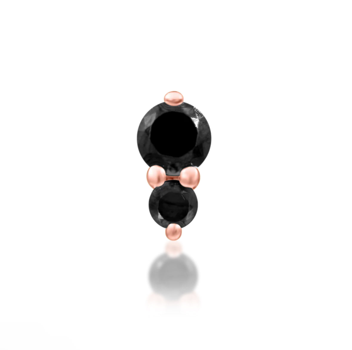 Junipurr Aman solid 14k gold Black CZ decorative end with a compact two-stone profile, product view.