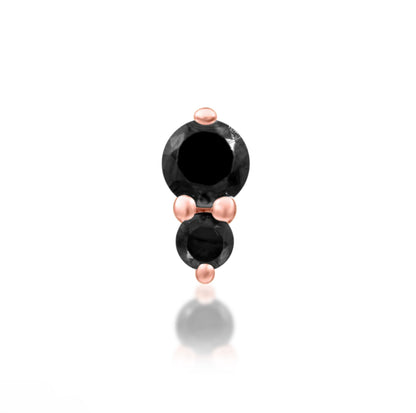 Junipurr Aman solid 14k gold Black CZ decorative end with a compact two-stone profile, product view.