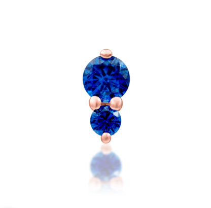 Junipurr Aman solid 14k gold Sapphire Blue CZ decorative end, product view.