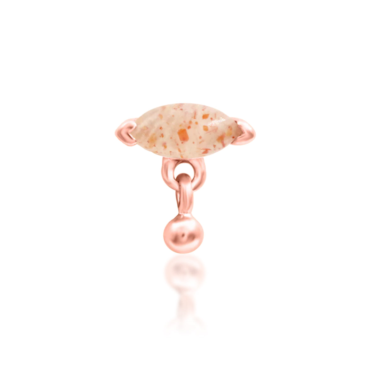 Junipurr Amanda solid 14k gold articulated Sunstone dangle end, product view.