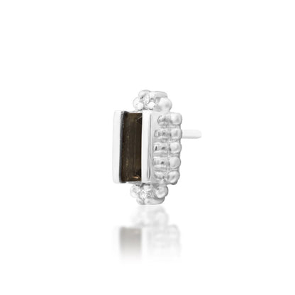 Junipurr Amina smoky quartz and cubic zirconia threadless end in 14k white gold, angled view