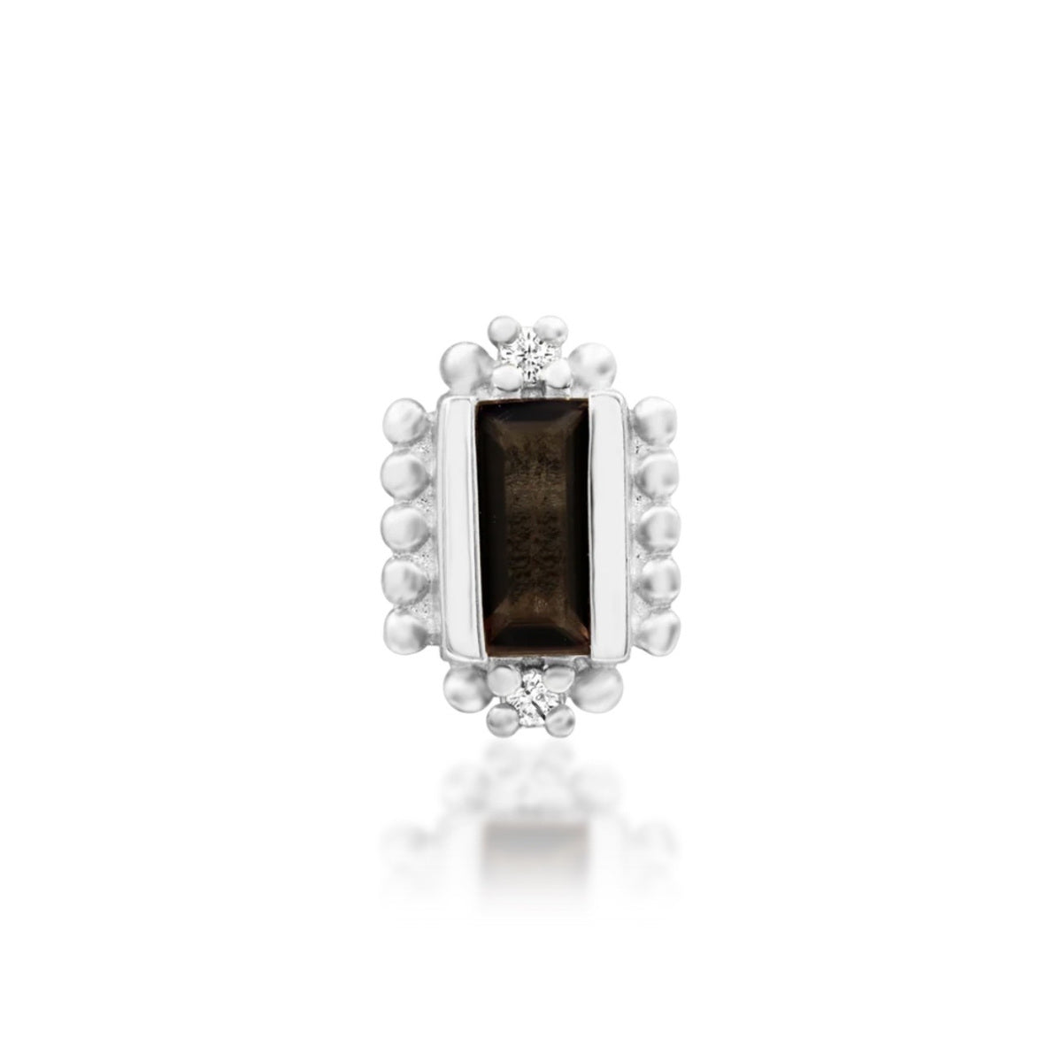 Junipurr Amina smoky quartz and cubic zirconia threadless end in 14k white gold, front view
