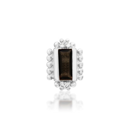 Junipurr Amina smoky quartz and cubic zirconia threadless end in 14k white gold, front view