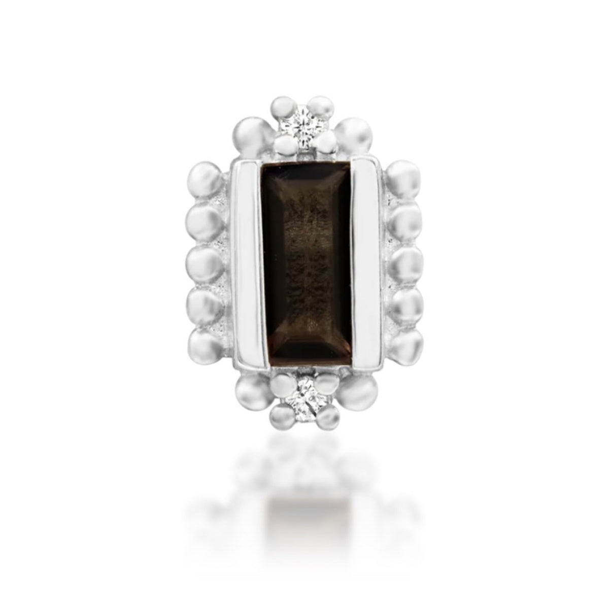 Junipurr Amina smoky quartz and cubic zirconia threadless end in 14k white gold, front view