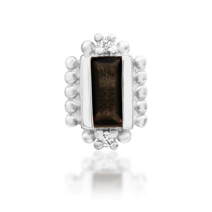 Junipurr Amina smoky quartz and cubic zirconia threadless end in 14k white gold, front view