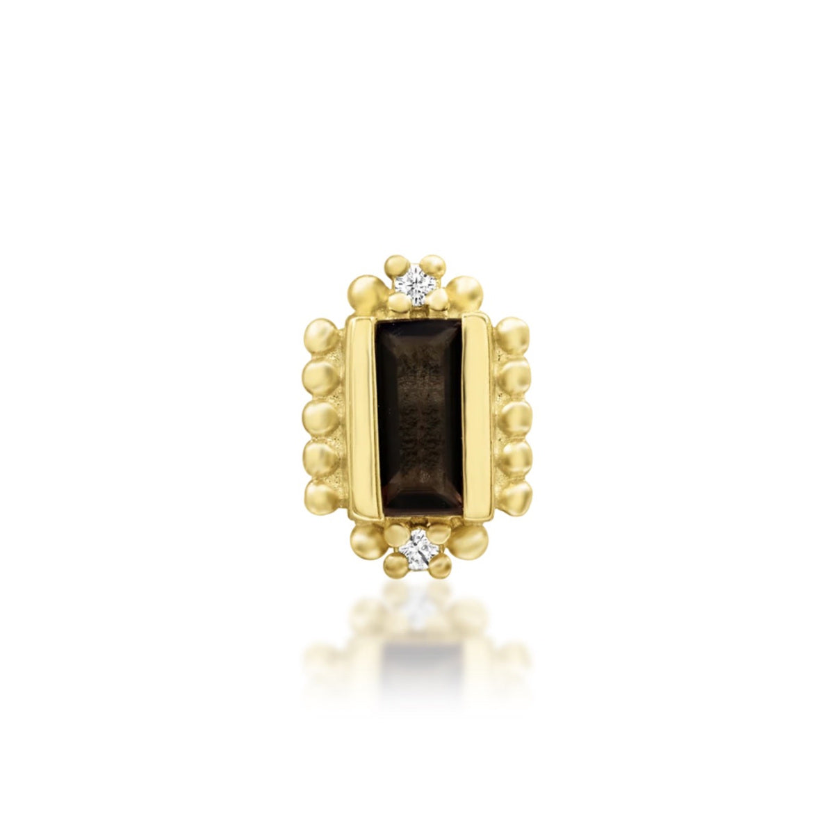 Junipurr Amina smoky quartz and cubic zirconia threadless end in 14k yellow gold, front view