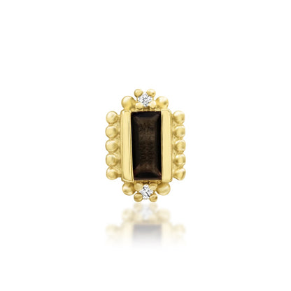 Junipurr Amina smoky quartz and cubic zirconia threadless end in 14k yellow gold, front view