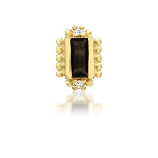Junipurr Amina smoky quartz and cubic zirconia threadless end in 14k yellow gold, front view