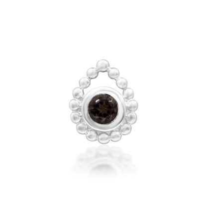 Junipurr Ashai smoky quartz threadless end in 14k white gold, front view