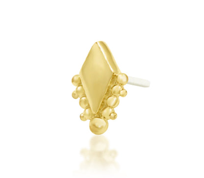 Junipurr Audrey solid 14k gold geometric beaded threadless end, product view.