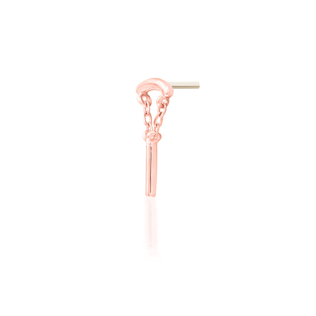 Junipurr Aydan solid 14k gold gemstone-free articulated chain threadless end, product view.