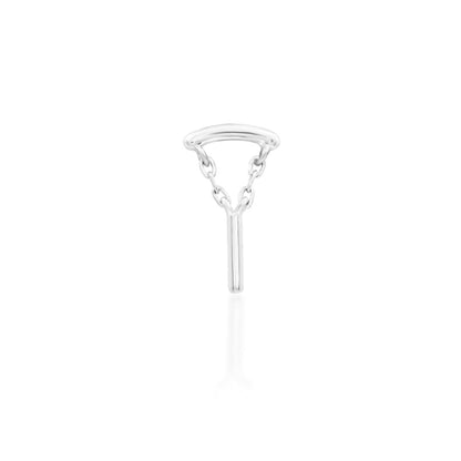 Junipurr Aydan solid 14k white gold threadless end with a gemstone-free chain-led design, front view.