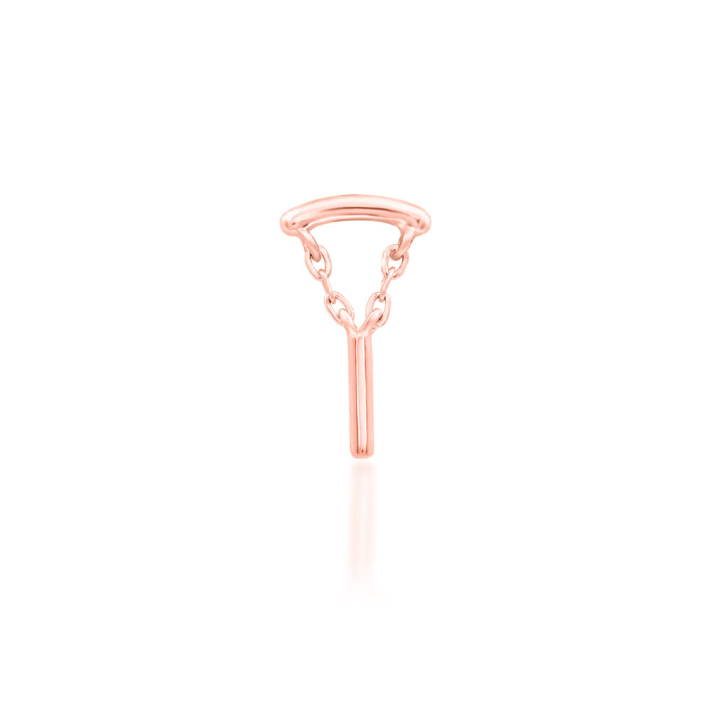 Junipurr Aydan solid 14k white gold chain-led threadless end, side profile.
